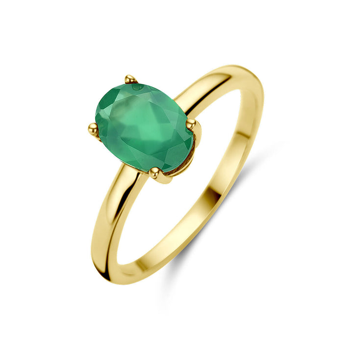 Ring grüner Achat 14K Gelbgold