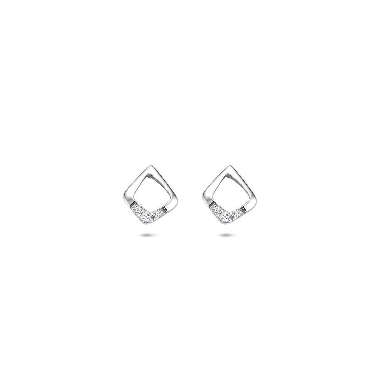 Ohrringe aus Silber mit Zirkonia, quadratische Form, 7 x 6,5 mm