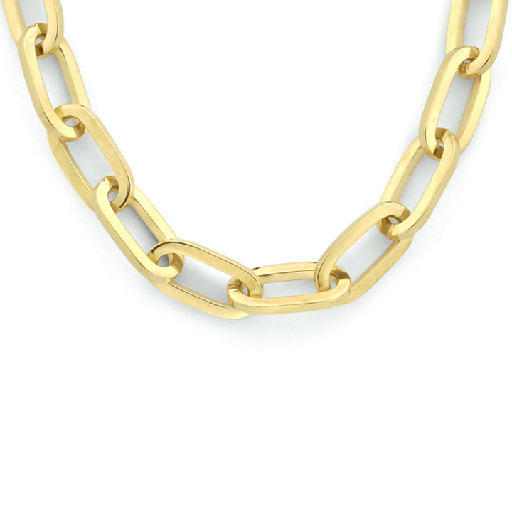 Halskette Büroklammer flach massiv 5,0 mm 45 cm Zilgold (Gelbgold mit Silberkern)