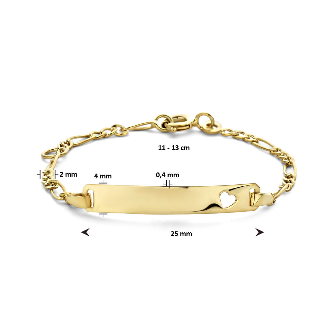 9K Gravur Armband Herzplättchen 4,0 mm 9K Gelbgold gefärbt