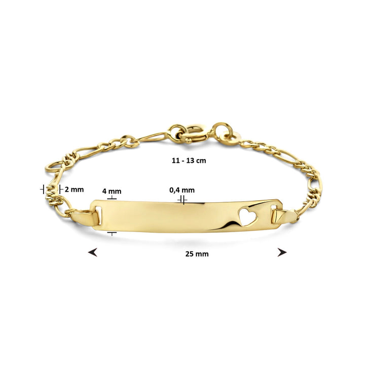 9K Gravur Armband Herzplättchen 4,0 mm 9K Gelbgold gefärbt