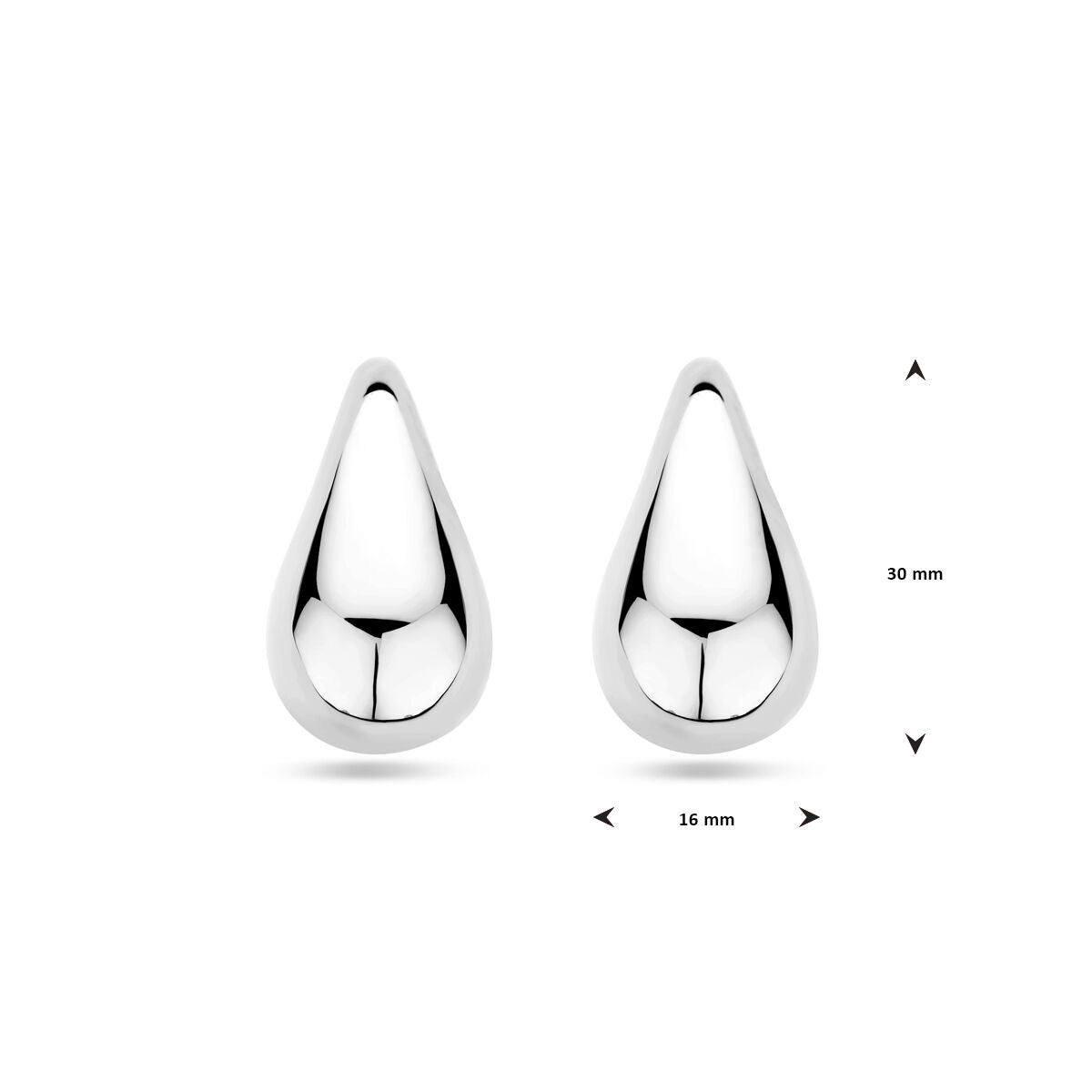 Ohrstecker Tropfen 30 mm rhodiniertes Silber