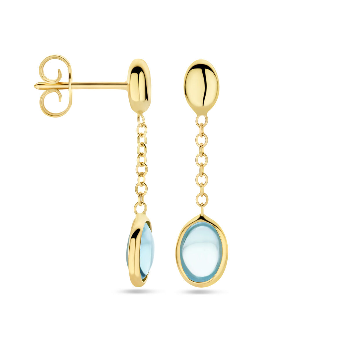 Ohrhänger blau Topas 26 mm 14K Gelbgold