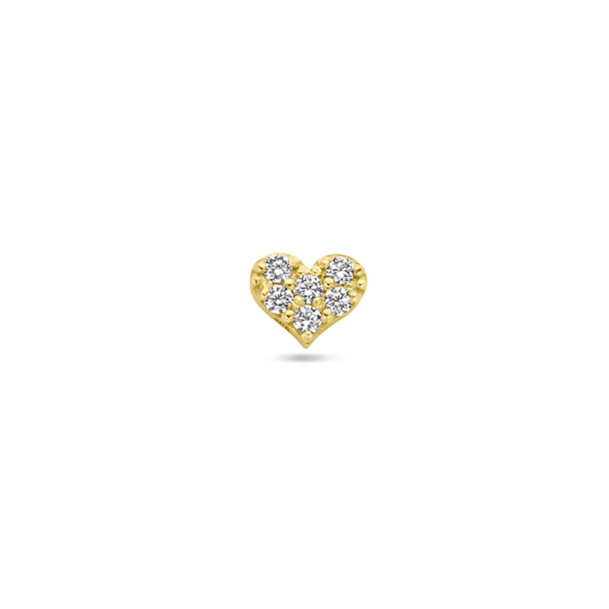 Flacher Piercing in Herzform aus 14K Gelbgold mit Zirkonia-Steinen, Durchmesser 3,5 mm