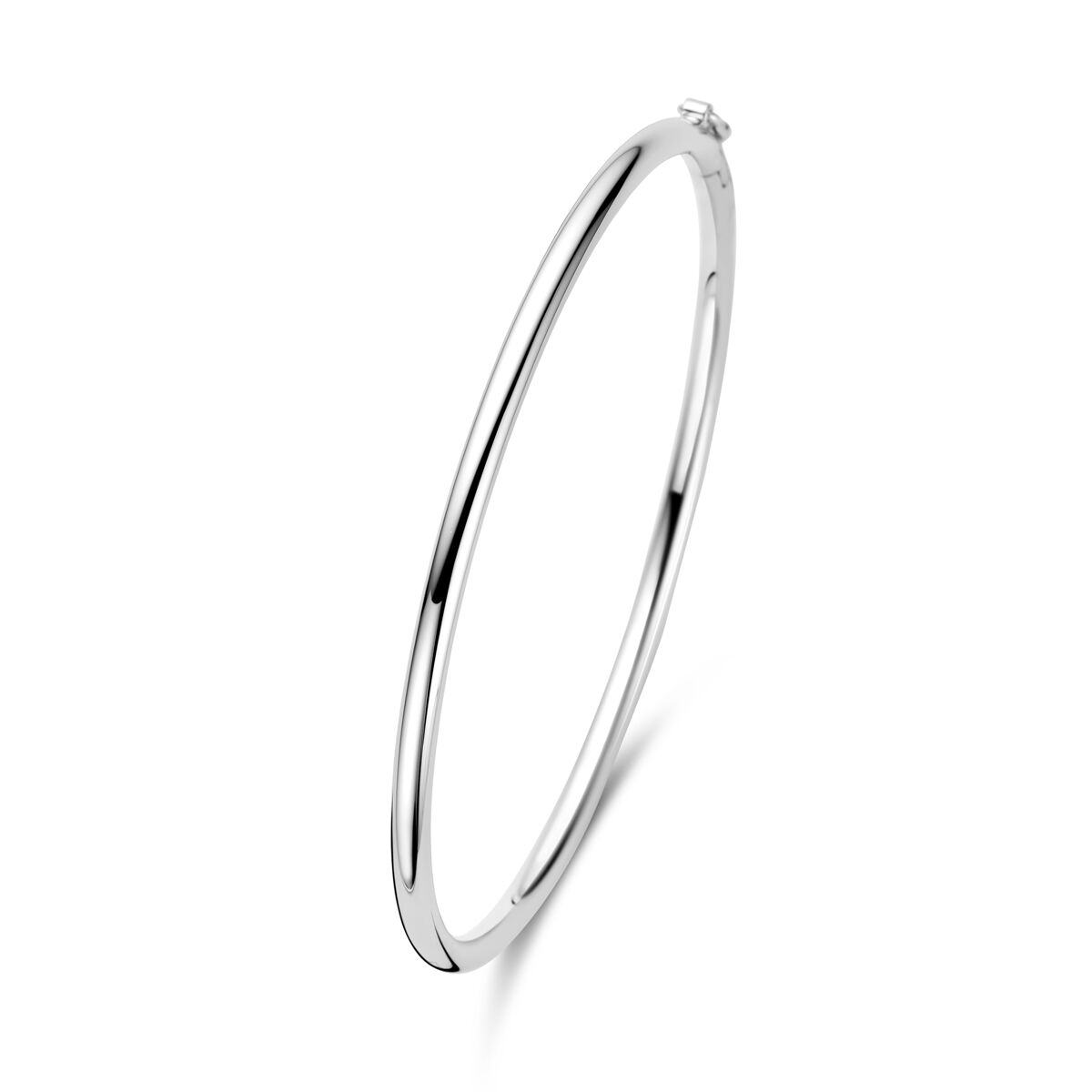 Bangle mit rundem Rohr, 3 x 60 mm, aus rhodiniertem Silber