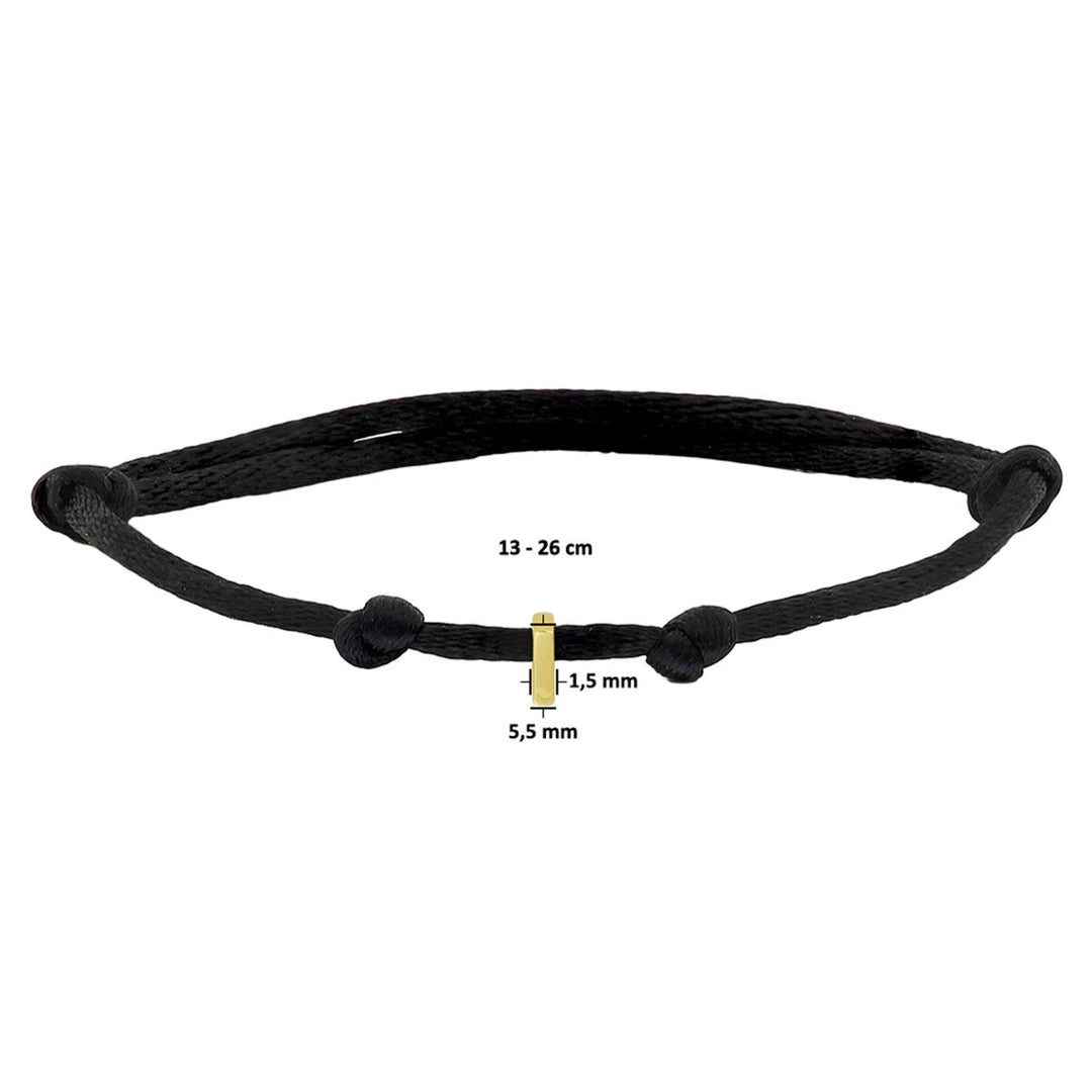 armband satijn letter 14K goud met rubber/nylon/leer
