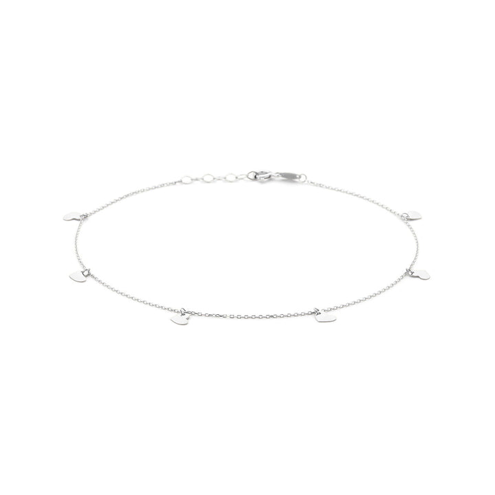 Silber Fußkettchen Herzen 1,0 mm 24 + 2 cm Silber rhodiniert