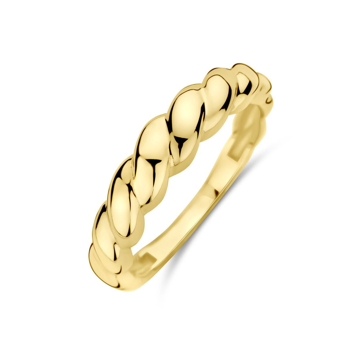 Ring aus 14K Gelbgold mit gedrehtem Design und glänzender Oberfläche