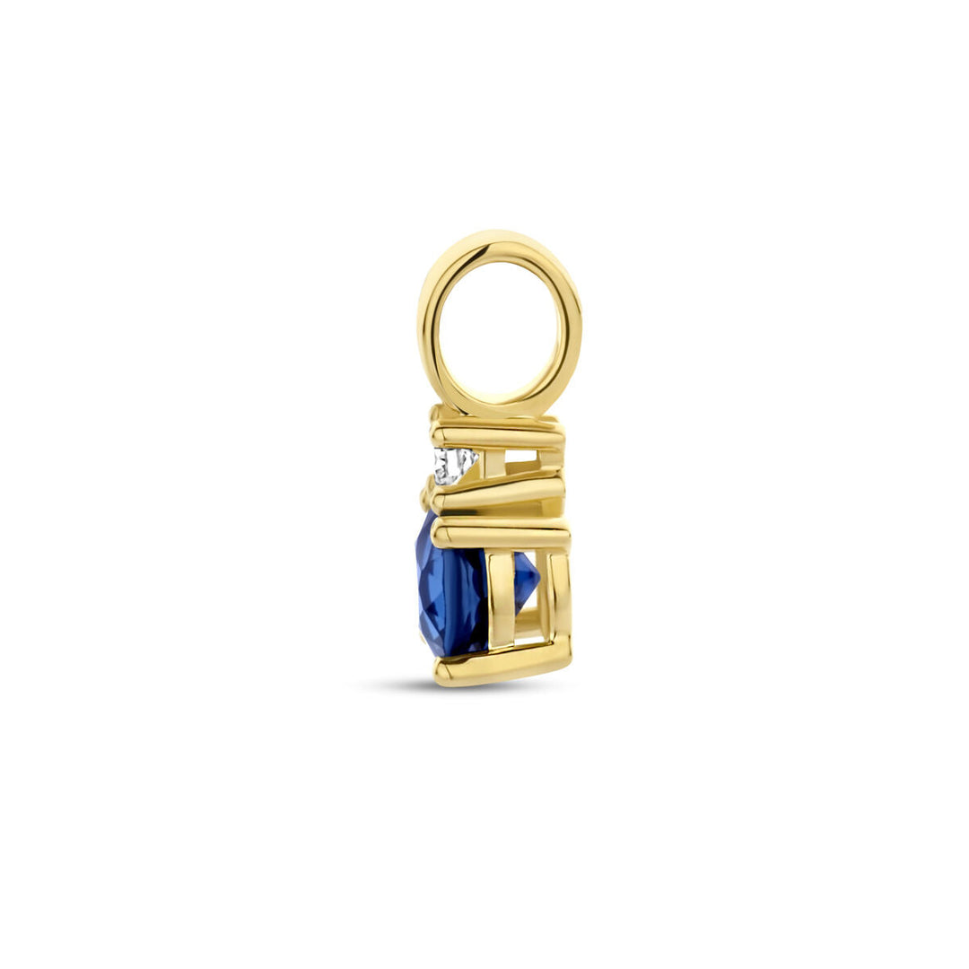 Anhänger Saphir und Diamant 0,02 ct h p1 14 K Gelbgold