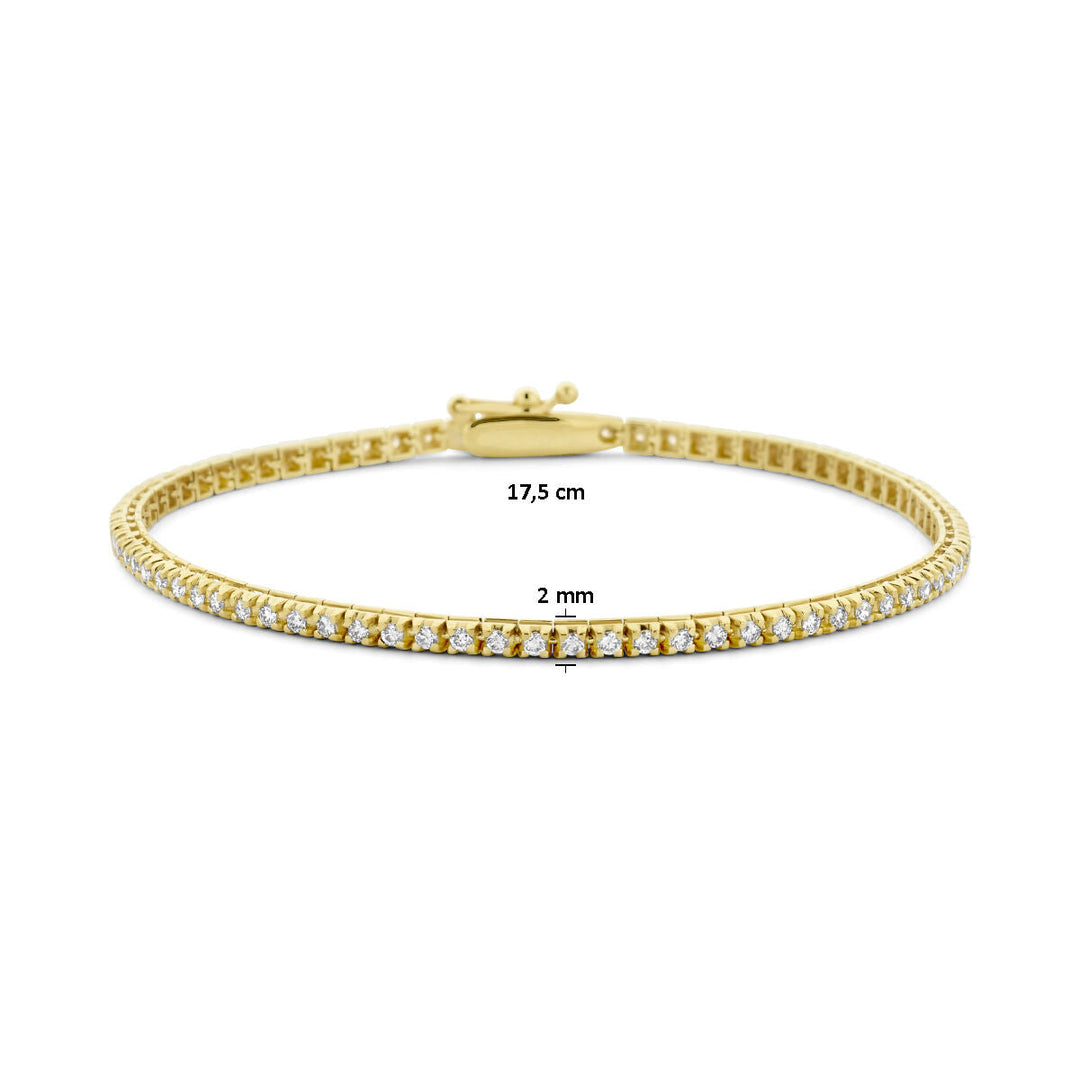 Tennisarmband, im Labor gezüchteter Diamant, 1,00 ct g, Si 2,0 mm, 17,5 cm, 14 K Gelbgold