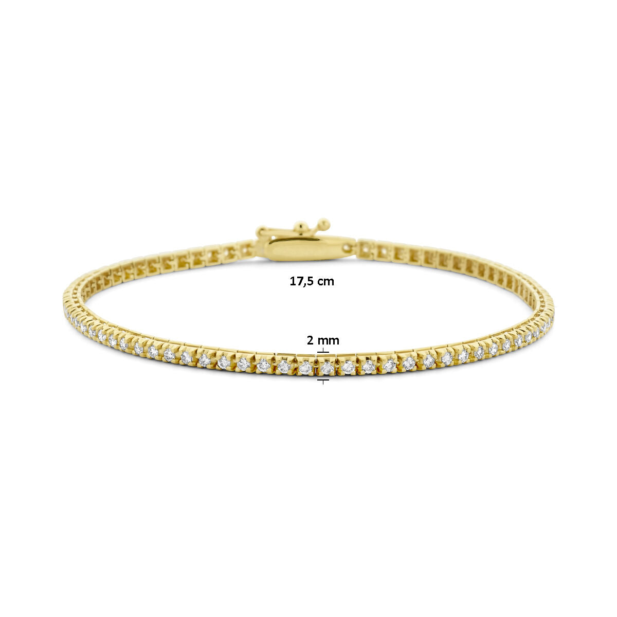 Tennisarmband, im Labor gezüchteter Diamant, 1,00 ct g, Si 2,0 mm, 17,5 cm, 14 K Gelbgold