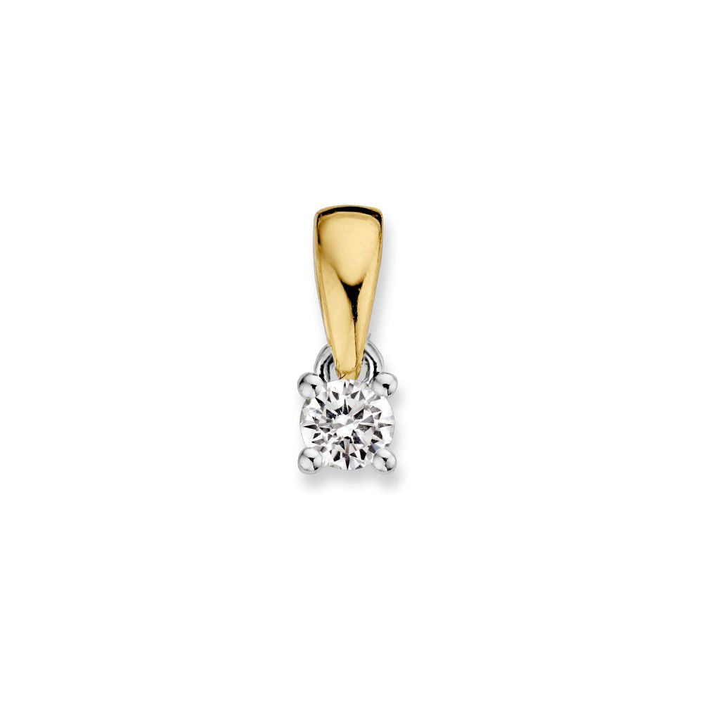 Bicolor Anhänger aus Gold mit 0,10 ct Brillant-Diamant und glänzender Oberfläche