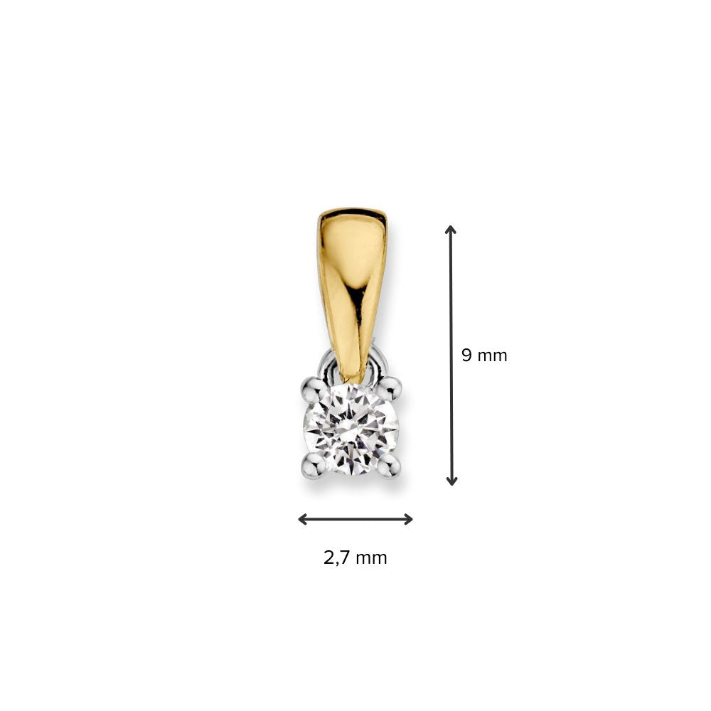 Bicolor Gold Solitär-Anhänger mit 0,10 ct Brillant Diamant – Zeitlose Eleganz für Damen