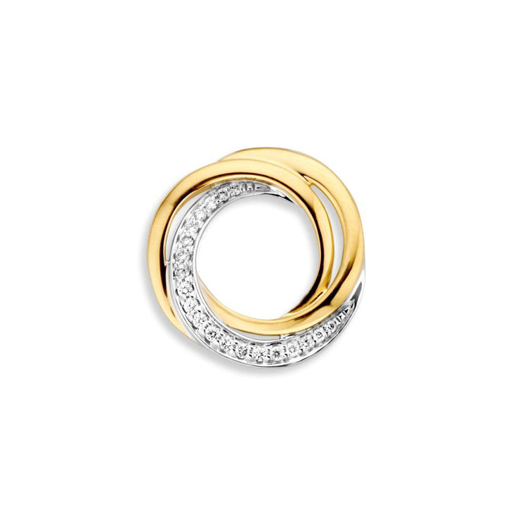 Bicolor Wit- en Geelgouden Hanger met Diamant – 14 Karaat, 0.11 Caraat Briljant