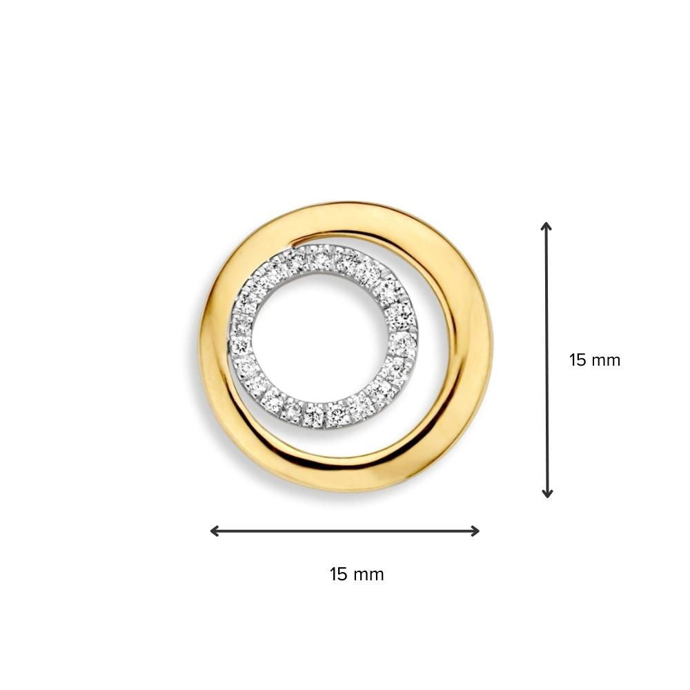 Bicolor Weiß- und Gelbgold-Anhänger mit 0,11 Karat Brillant-Diamant – 14 Karat Gold