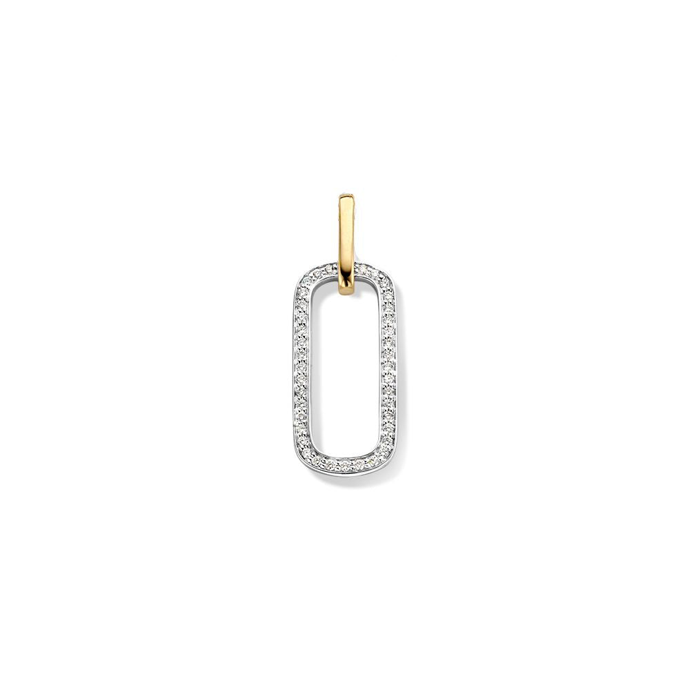 Hänger aus 14 Karat Gelb- und Weißgold mit 0,14 crt Diamanten und markantem Design