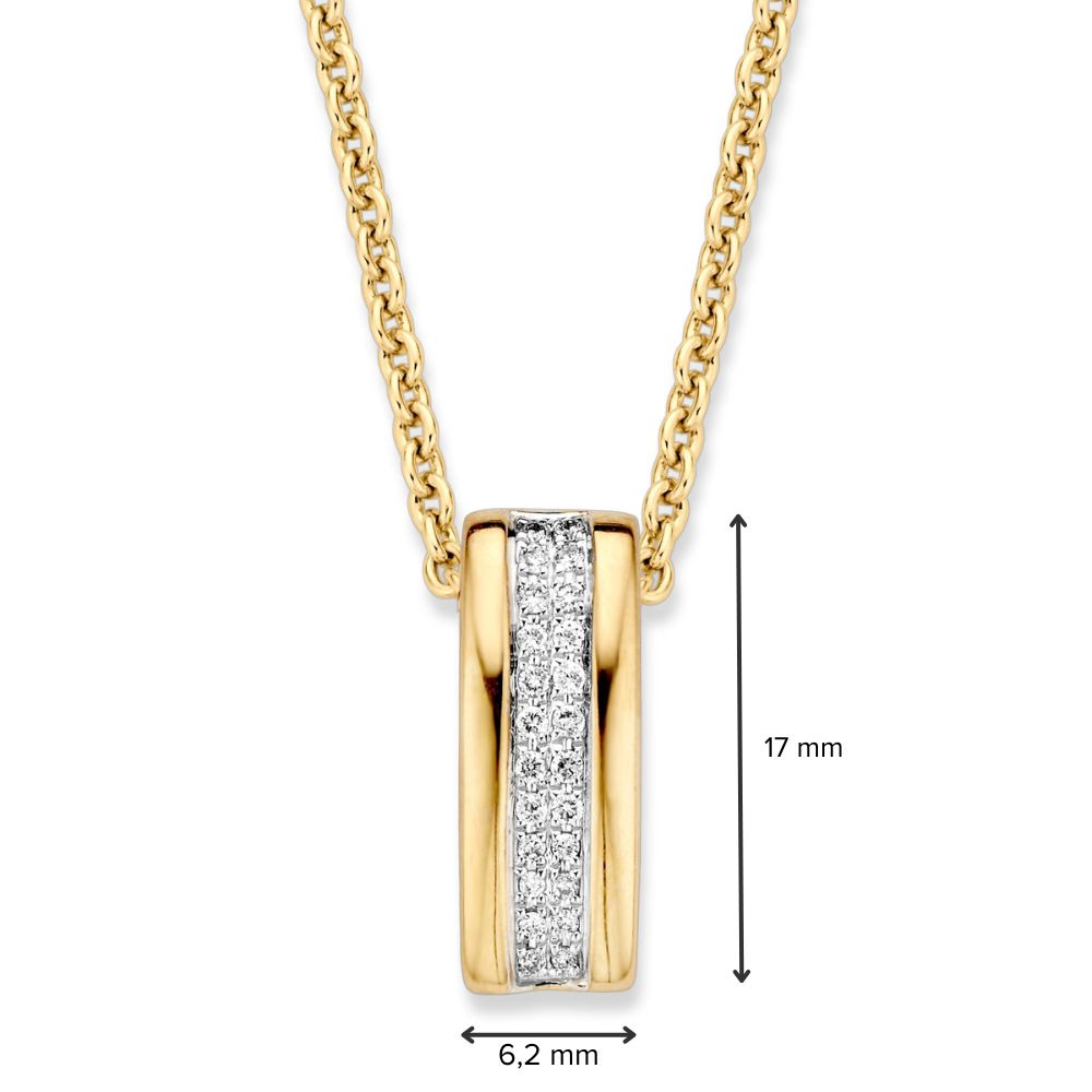 Bicolor-Anhänger aus Gelb- und Weißgold mit Brillanten in Pavé-Fassung - 14 Karat - 0,14 ct Diamant