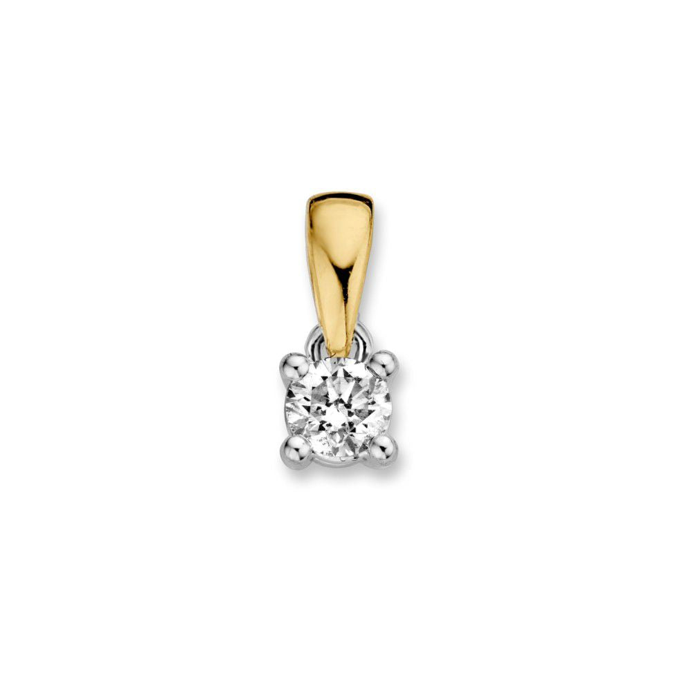 Bicolor 14-karätiger Gold-Solitäranhänger mit 0,20 ct Brillant-Diamant