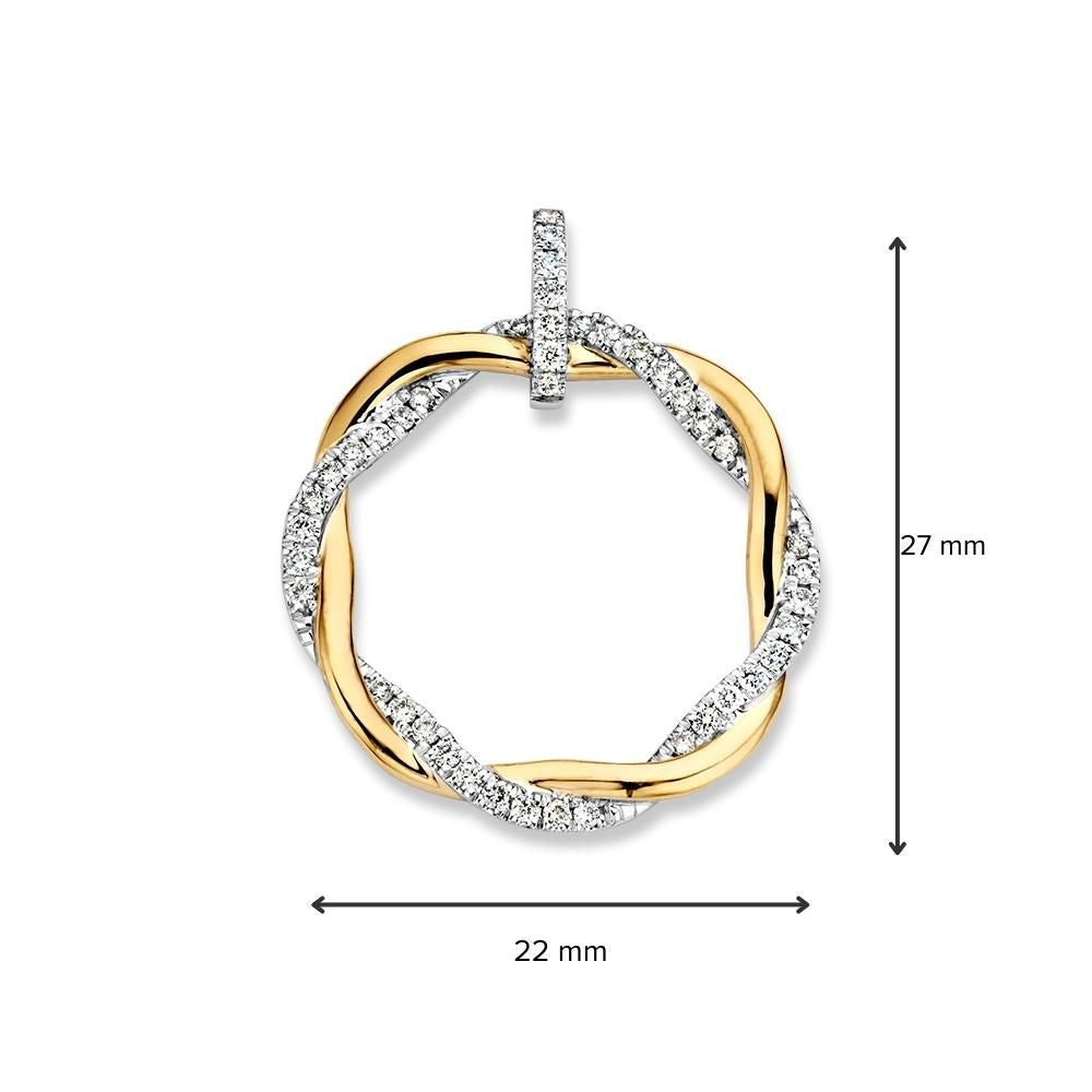 Zweifarbiger Goldanhänger mit gedrehter Spur und Diamant