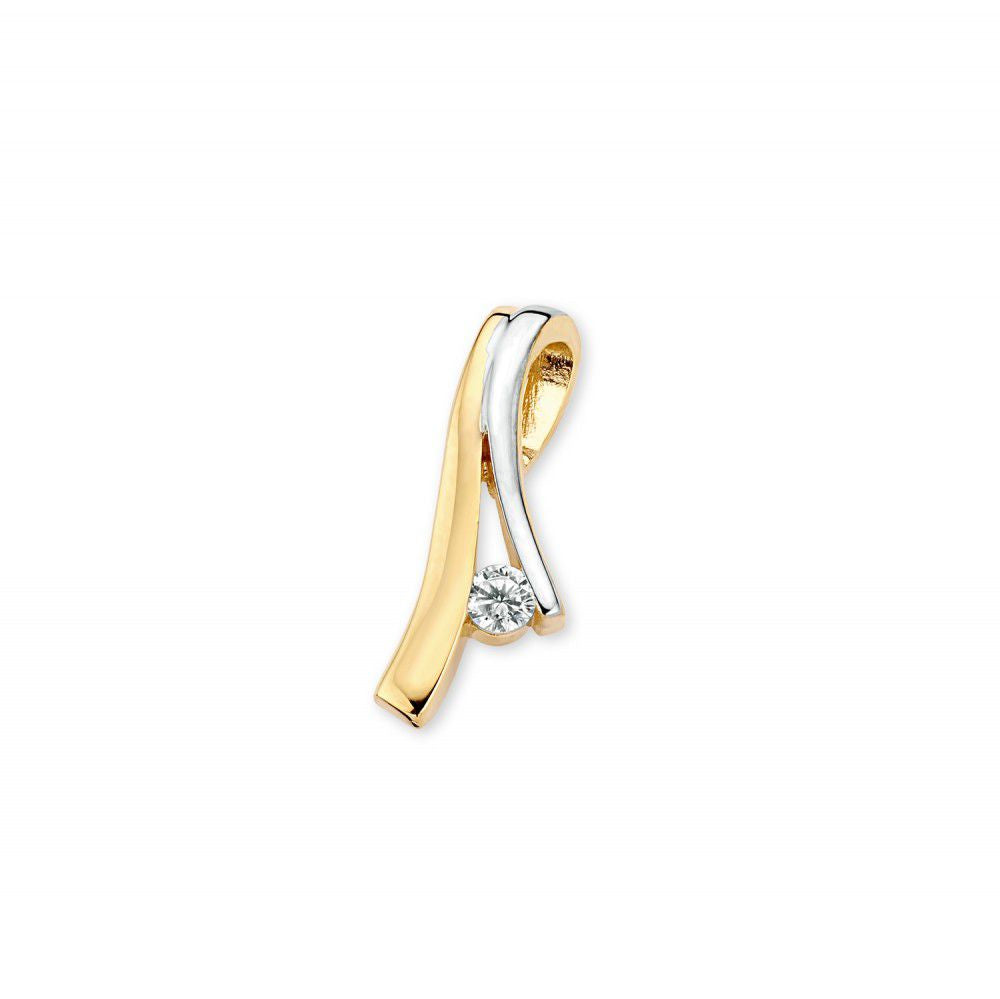 Bicolor Anhänger aus 14 Karat Gelbgold und Weißgold mit Zirkonia