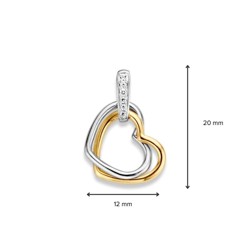 Bicolor-Herzanhänger aus Gold mit Zirkonia – 14 Karat Gelb-/Weißgold