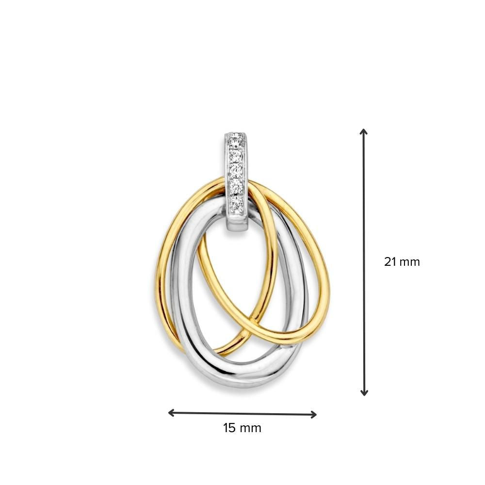 Bicolor Goldanhänger mit Zirkonia – Elegante Kombination aus Gelb- und Weißgold