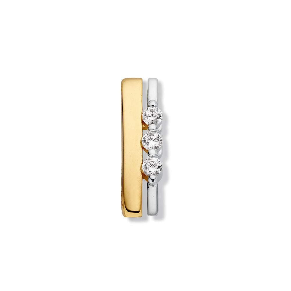Bicolor Anhänger aus Gelbgold und Weißgold mit drei Zirkonia-Steinen