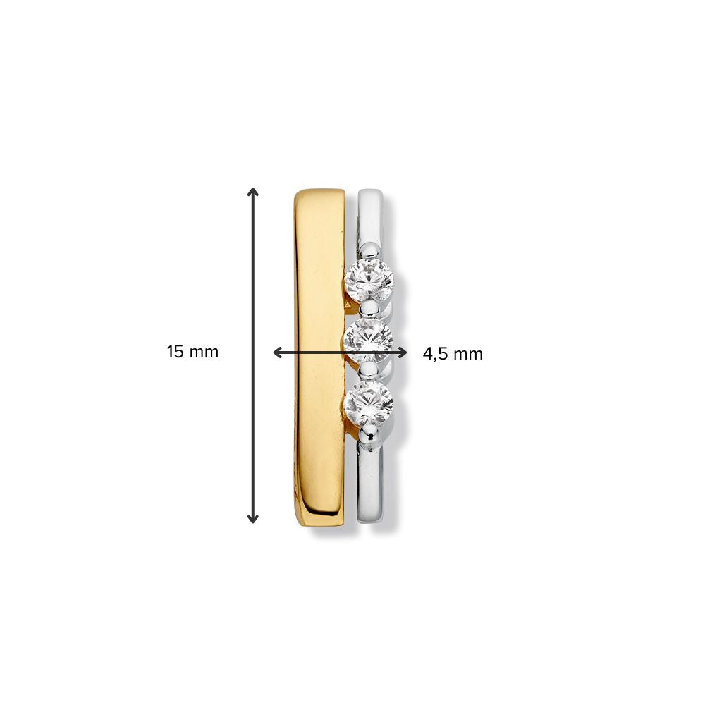 Bicolor-Goldanhänger mit drei Zirkonia – Eleganz in Gelb- und Weißgold