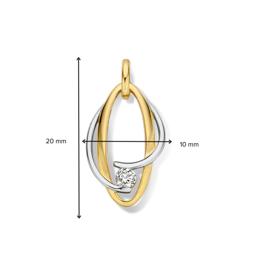 Bicolor-Anhänger aus Weiß- und Gelbgold mit Zirkonia