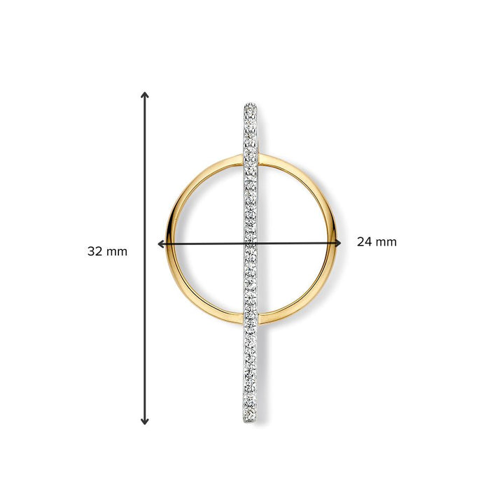 Bicolor Wit- en Geelgouden Hanger met Zirkonia's