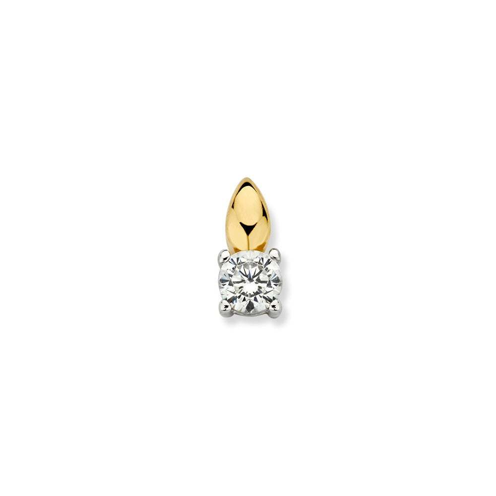 Bicolor Solitär-Anhänger aus Weiß- und Gelbgold mit Zirkonia in quadratischer Form