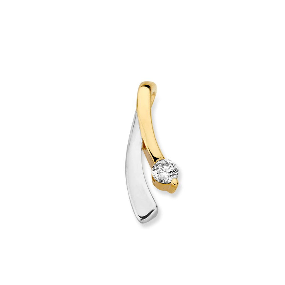 Bicolor Anhänger aus 14K Gold mit Zirkonia, eine Kombination aus weißem und gelbem Gold