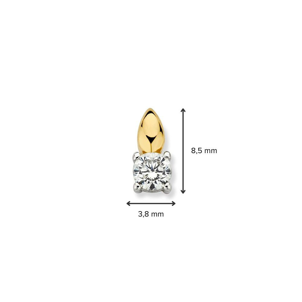 Bicolor-Solitäranhänger aus Weiß- und Gelbgold mit Zirkonia – 14 Karat