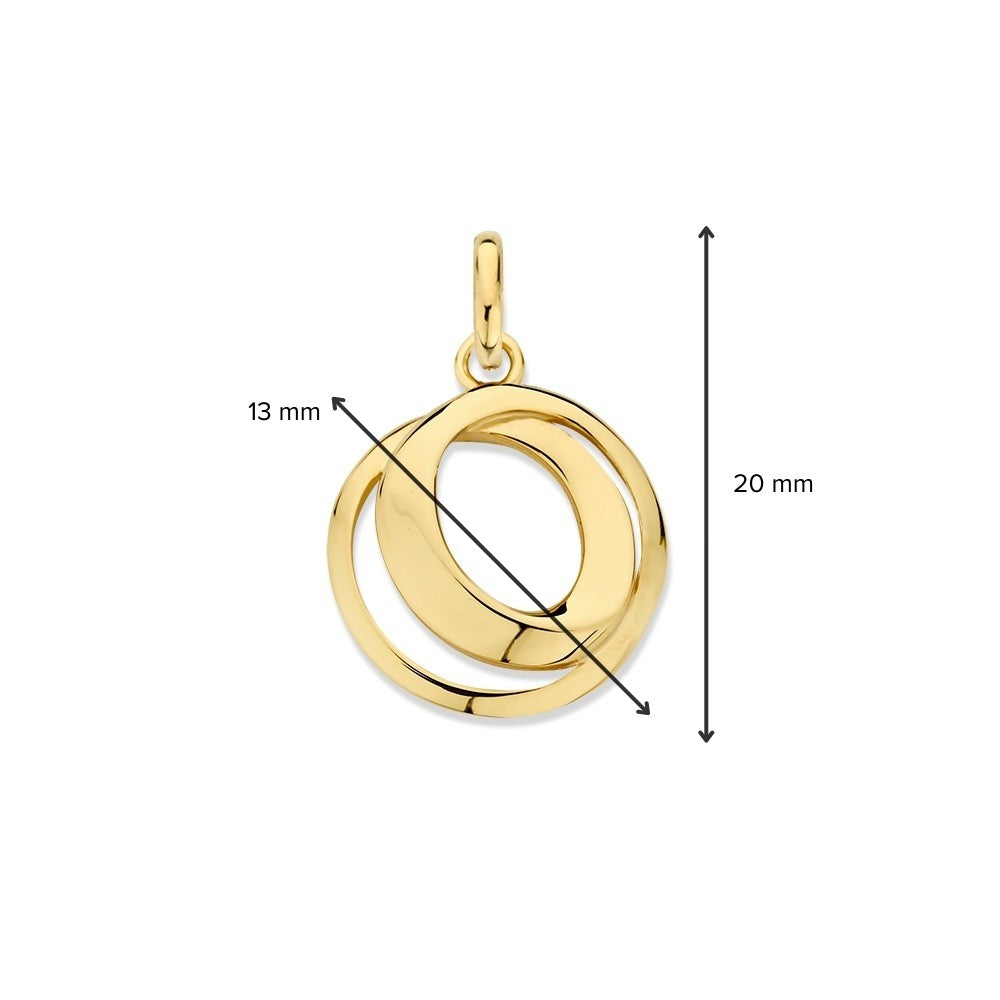 14K Gelbgold-Anhänger mit zwei verbundenen Kreisen für Damen – dezentes, elegantes Schmuckstück