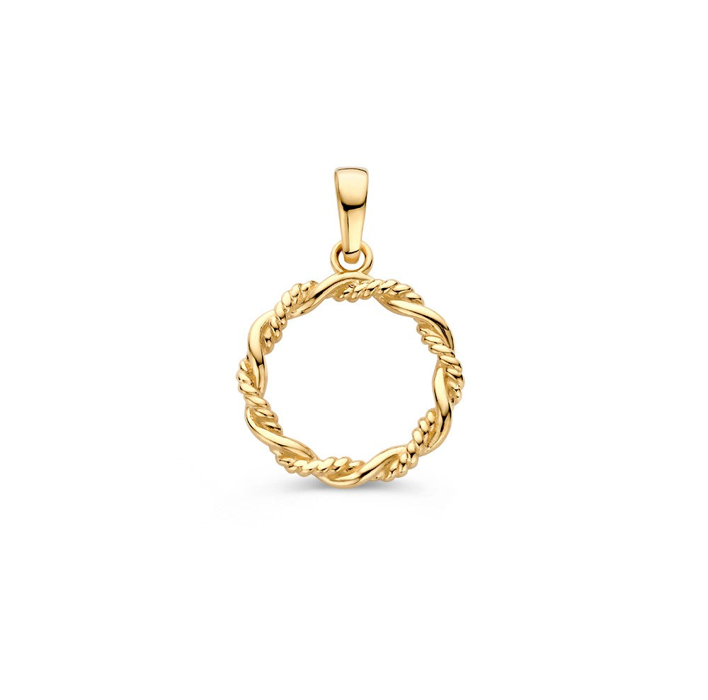 Hänger aus 14K Gelbgold in Form eines geflochtenen Kreises ohne Steinchen