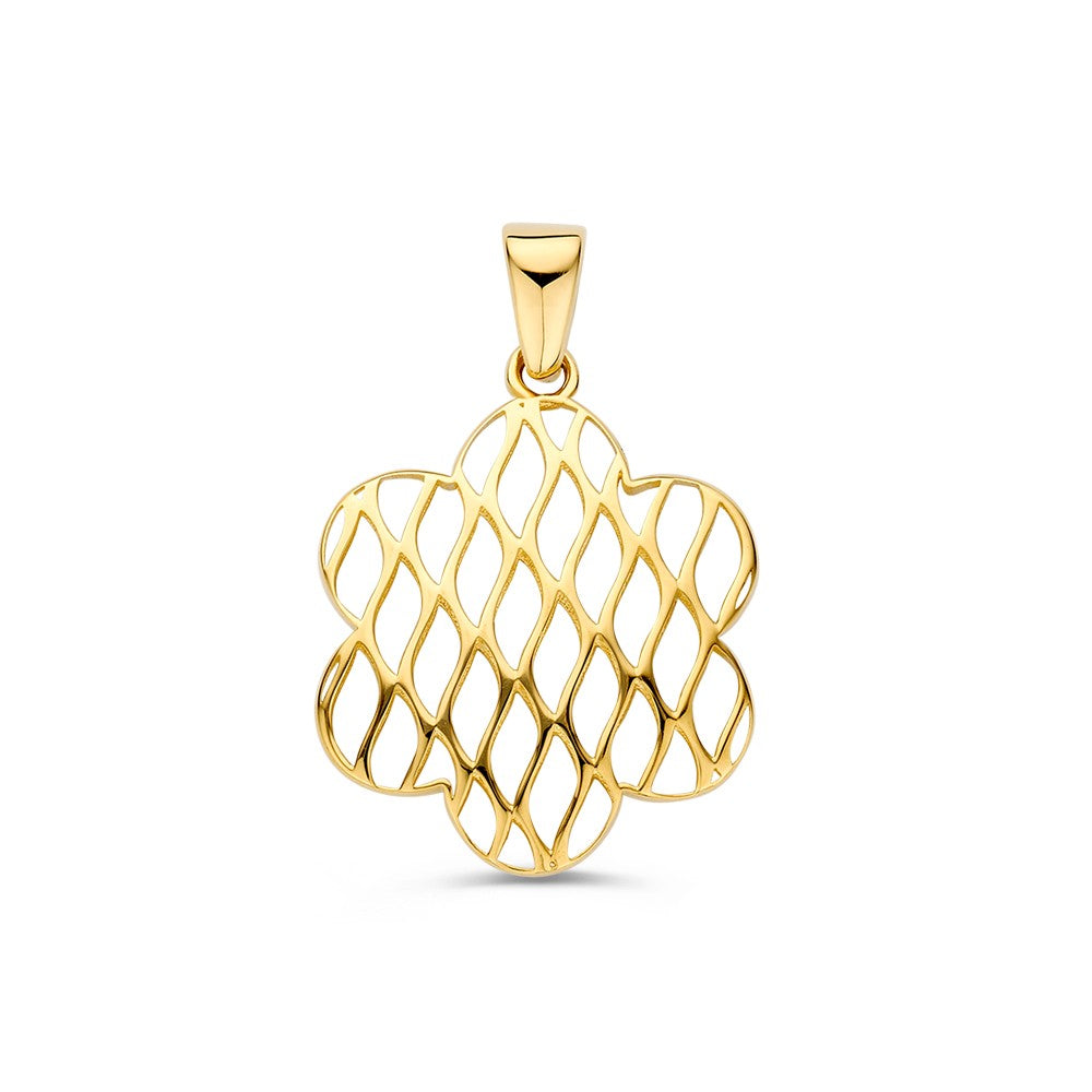 Hänger aus Gelbgold in Blumenform mit geflochtenem Design
