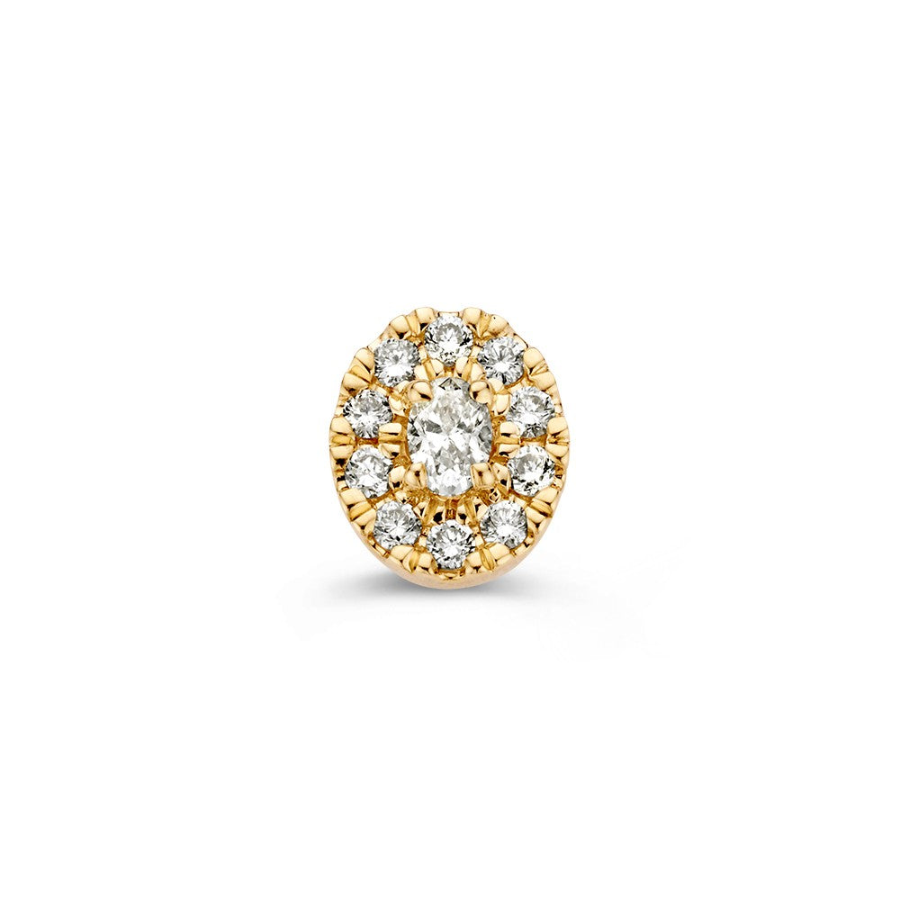 Elegant 14k Yellow Gold Entourage Pendant with 0.21ct Oval and Brilliant Diamonds for Women