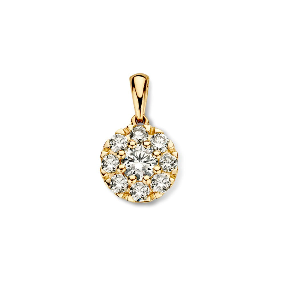 Klassischer Anhänger aus 14-karätigem Gelbgold mit 0,40 ct Diamanten in runder Form