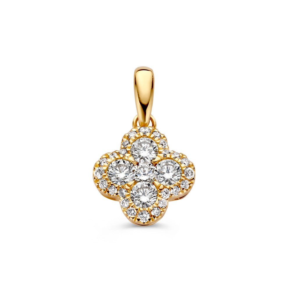 Hänger aus 14 Karat Gelbgold in Blumenform mit 0,48 ct Diamanten
