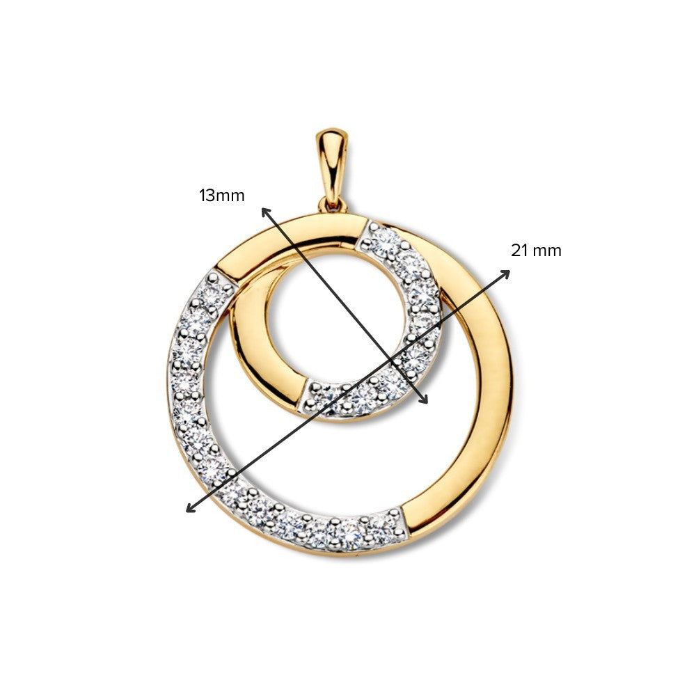 Wunderschöner Gelbgold-Anhänger mit runder Formgebung und asymmetrischer Fassung von 0,50 ct Brillanten