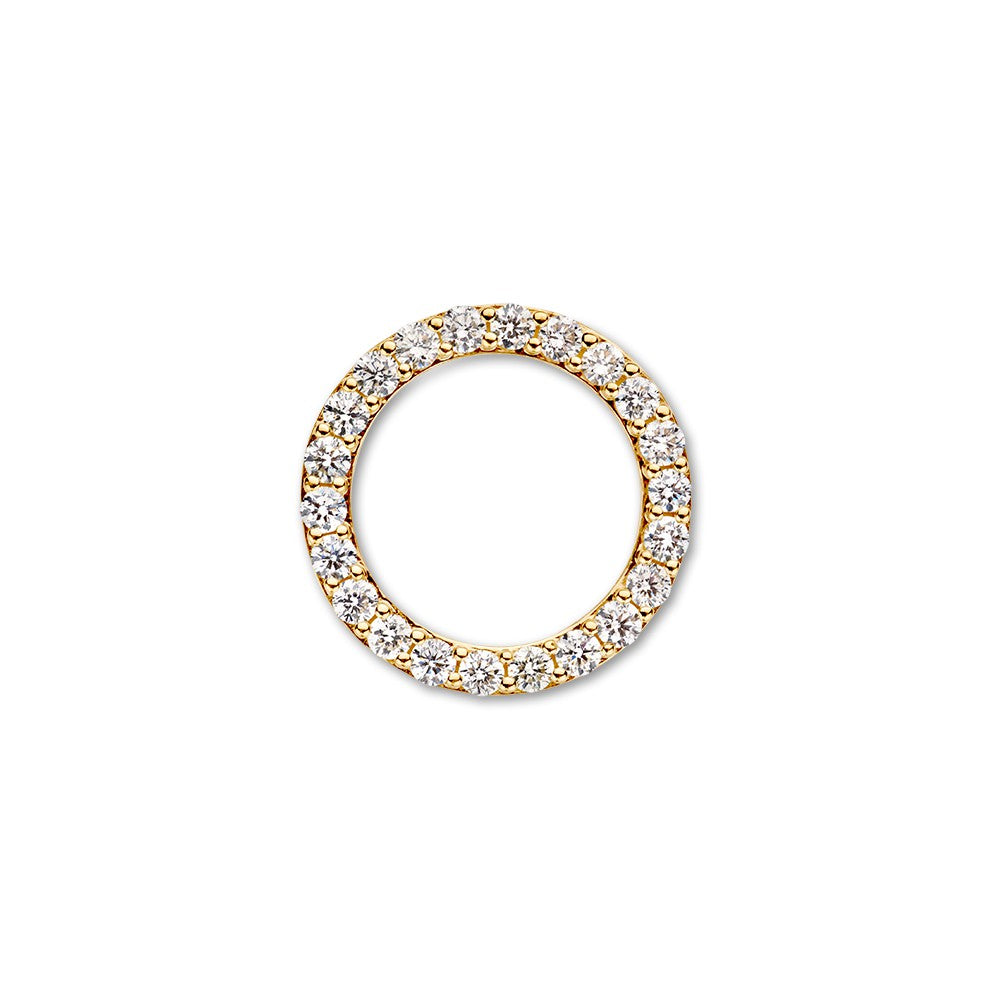 Elegante Geelgouden Ronde Hanger met 0,74 ct Fonkelende Diamanten en Verborgen Oogjes