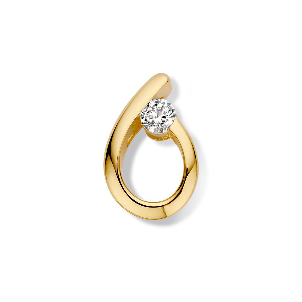 Hänger aus 14-karätigem Gelbgold mit einem Zirkonia, 13 mm x 8,5 mm groß