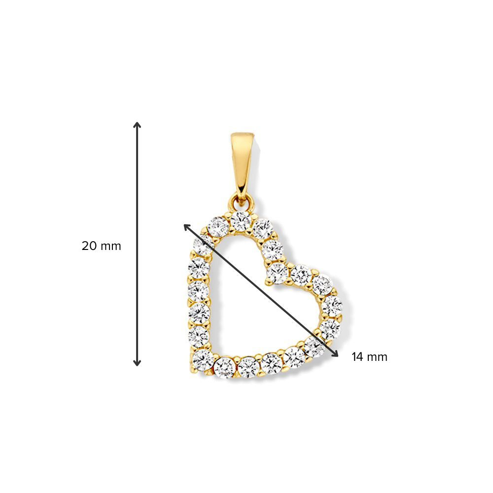 Gelbgoldener Herzanhänger mit Zirkonia-Steinen - Bezaubernde Eleganz - Van der Kooij