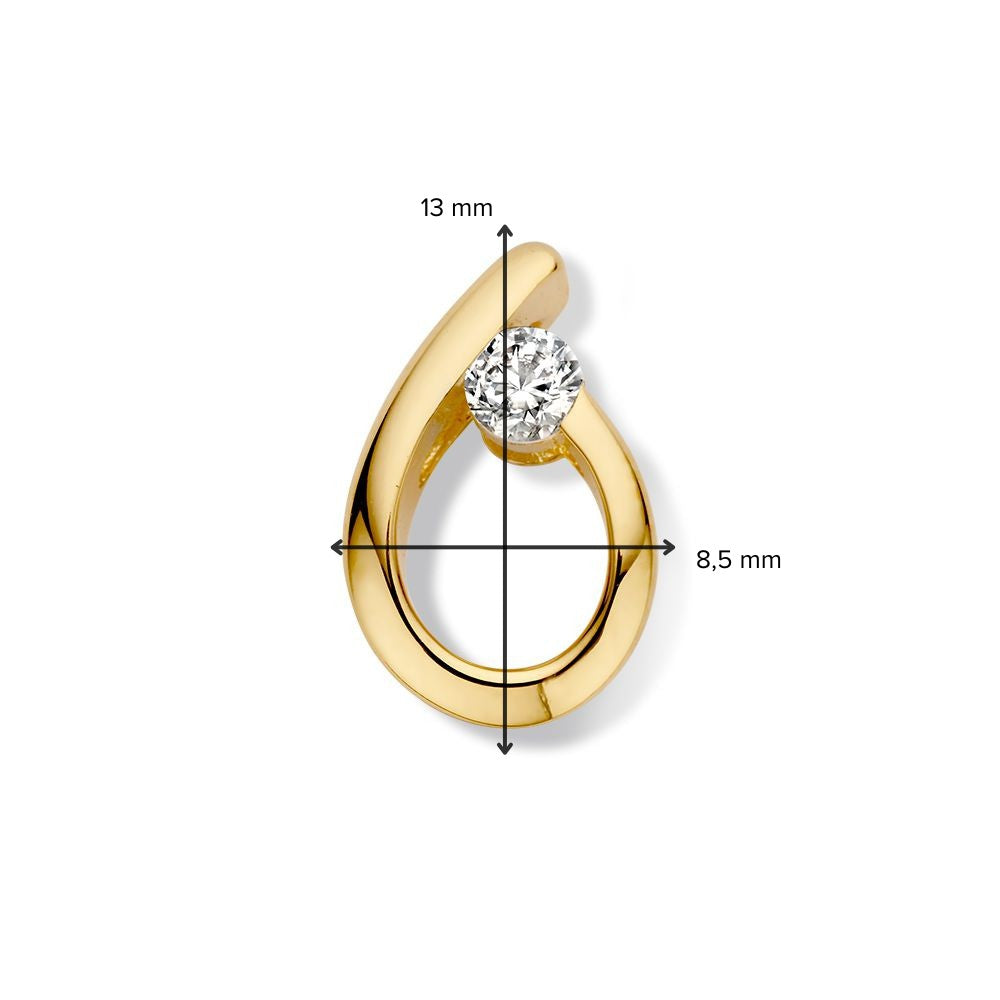 Gelbgold-Anhänger mit Zirkonia – 14 Karat, 1,3 Gramm, 13 mm x 8,5 mm