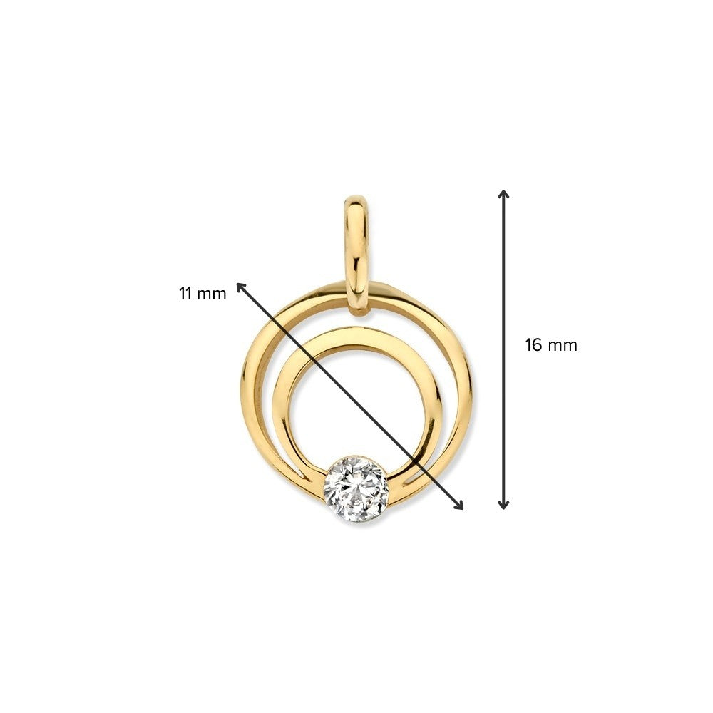 14K Gelbgold-Anhänger mit Zirkonia – Elegantes Schmuckstück für Damen
