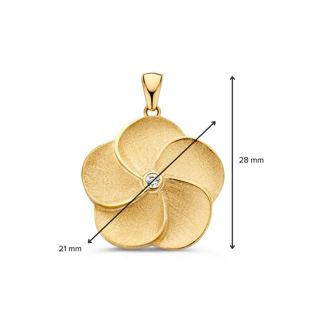 Eleganter goldener Blumenanhänger mit Zirkonia – Zeitlos und Subtil