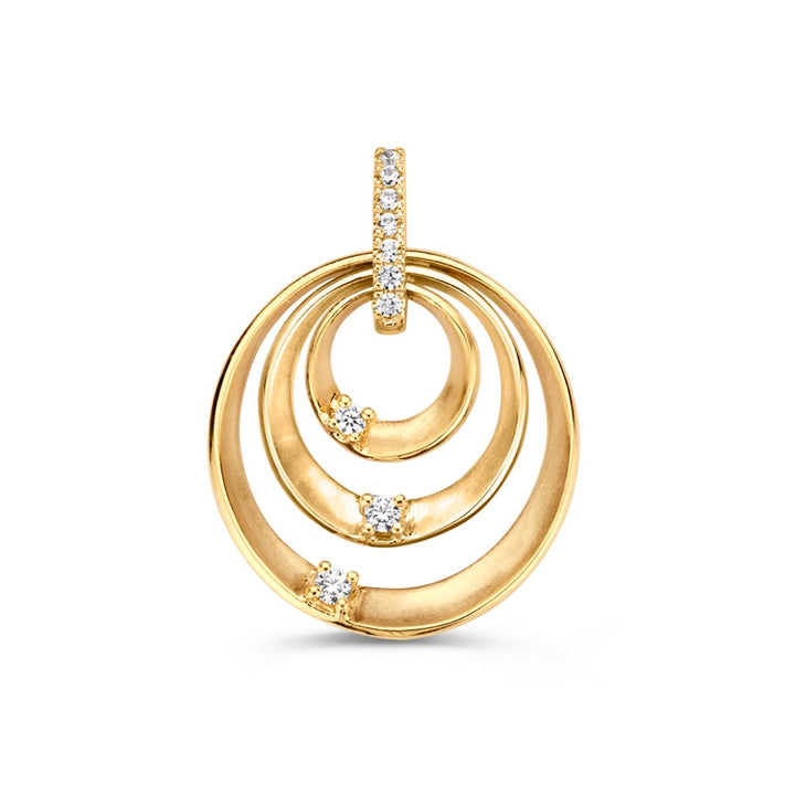 Bicolor wit- en geelgouden hanger met zirkonia’s – 14 karaat, 1,6 gram, 16 mm