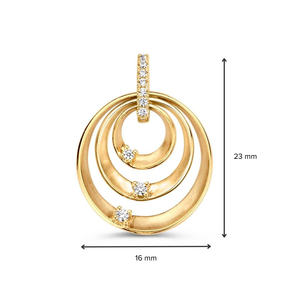 Bicolor-Anhänger aus Weiß- und Gelbgold mit Zirkonia – 14 Karat, 1,6 Gramm, 16 mm