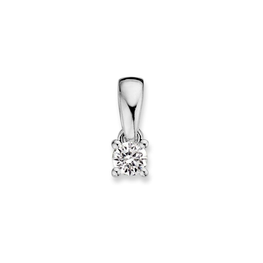 Hänger aus 14 Karat Weißgold mit 0,10 ct Brillant-Diamant in quadratischer Form