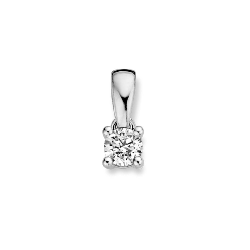 Hänger aus 14 Karat Weißgold mit einem 0,16 ct Brillanten in quadratischer Fassung
